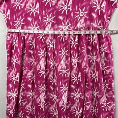 Jennifer Moore Mini Dress L Button Up Pink Block Print Beach Coastal Relaxed