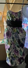 BCX Floral Sweetheart Ruched Chiffon Spaghetti Strap Zip Knee Dress 7