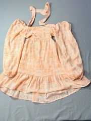 Lush Women&rsquo;s Peach Floral Long Sleeve Open-Back Tiered Mini Dress