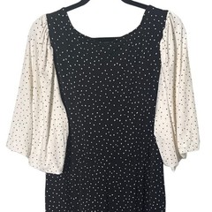 NWT Torrid Maxi Studio Knit Mix Print Dress Black White Dot Print Size 1X 14/16