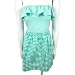 Lilly Pulitzer Strapless Ruffle Gingham Mini Dress Womens Medium Cottagecore