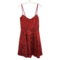 Alyce Paris 3116 A-Line Spaghetti Strap Sequin Short Dress Red Size 12 New