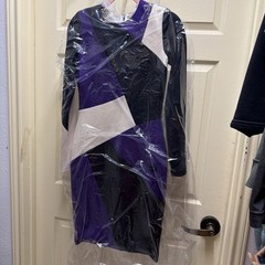 Fausto Puglisi Black, White And Purple Dress Medium Made In Italy Dry Clean Only
