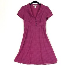Old Navy MAGENTA Polka Dot Dress Size XS Side Zip Collared V-Neck 50&rsquo;s Trad Wife