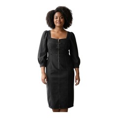 Future Collective Kahlana Barfield Brown Black Denim Dress Size 20W/22W Zip Up