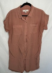 Thread + Supply Women’s Size M Shirt Dress Raw Hem Lyocell Festival Mocha Brown