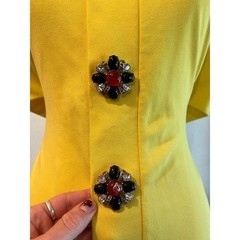 Y2K DSquared2 Yellow Gem Wrap Sleeveless Summer Dress Size Medium Italy Made