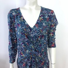 Lands&rsquo; End NEW Medium 10-12 Ruched Pull Over Below Knee Dress All Over Print
