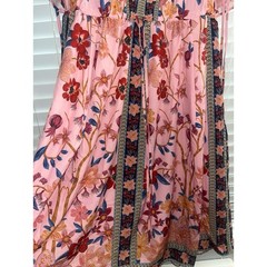BloomChic Boho Print V Neck Drawstring Dress NWT