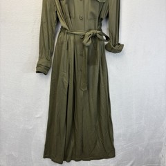 BB Dakota Belted Maxi Shirt Dress Womens Medium Green Military Pockets Utility