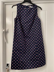 LA REDOUTE LADIES NAVY BLUE PATTERNED SLEEVELESS SHIFT DRESS UK SIZE 8 BRAND NEW