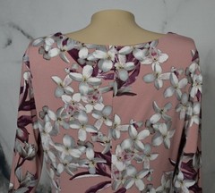 CONNECTED APPAREL Brownish Pink Multicolor Floral Dress 15 Draped Neckline
