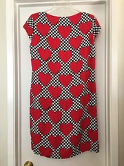 LOVE MOSCHINO Red Heart Dress Black White Checkered READ