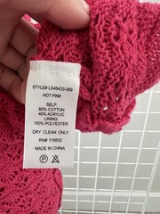 Lush Hot Pink Crochet Knit Spaghetti Strap Midi Dress Bodycon Women’s Size M