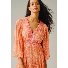NWT❤️Anthro Maeve Long-Sleeve Sheer Printed Maxi Dress szSP