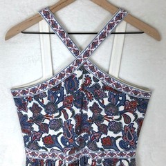 BODEN Paisley Halter Maxi Dress Pockets D0173 US 8R UK 12R Red Blue Cross Front