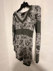Vintage Y2K Ecko Red Graphic Hooded Mini Dress Tunic- Green/Gray All-Over Tattoo