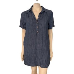 FAHERTY Tencel Linen Hana Dress Dark Indigo Wash Chambray Denim WOMEN&rsquo;S SMALL