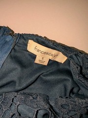 Francesca&rsquo;s Navy Blue Halter Dress Small Mid Thigh Length Thick Floral Lace