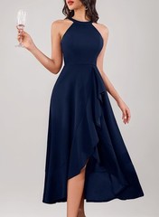 Aupuls Halter Midi Wedding Guest Dresses for Women Formal Cocktail Party Dress