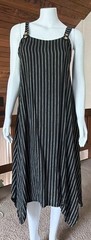 Women&rsquo;s Sleeveless Pinstripe 100% Linen Dress Side Pockets One Size Fits Most