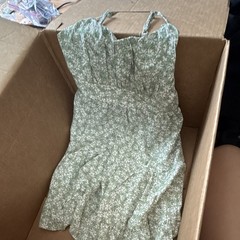 Women’s S Green & White Floral Midi Sundress Sleeveless Sweetheart Straps