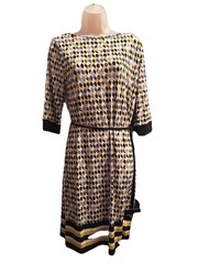 Liz Claiborne Womens Shift Dress Size Medium Short Sleeve Stretch Knee Length