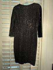Calvin Klein Womens 12 Black Sequin Cocktail Dress Shoulder Cutout Lined