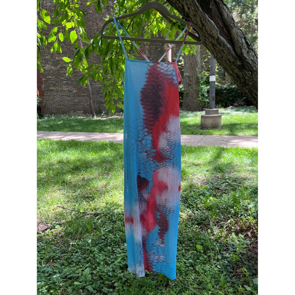 JUST CAVALLI Y2K Abstract Python Snake Print Slip Midi Dress Sz10 LNWOT