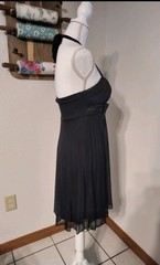 Ruby Rox Black Chiffon Halter Bow Pleated A-Line Party Dress Lined Knee S