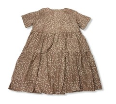 Women&rsquo;s Short Sleeve Tiered Dress – A New Day – Brown Leopard – L – S433