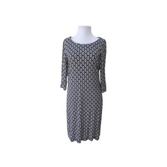HATLEY Black & White Print 3/4 Sleeve Knee Length Dress Sz M