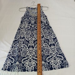 Apt 9 Small Halter Style Beaded Rounded-v-Neck Royal Blue White paisley A-line