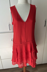 Opening Ceremony Blaze Red Silk Ruffle Dress V Neck- Size 6