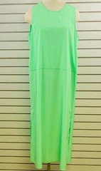Womens L J Crew Maxi Tank Dress Sea Mist Green Side Slit Polyester Sleeveless