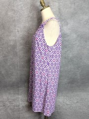 Jude Connally Lisa Halter Dress L Purple Pink Geometric Shift Keyhole Resortwear