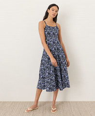 NEW PACT Organic Fit & Flare Midi Dress – Paradise Petals Navy Blue