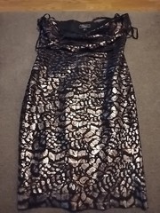 Dressbarn Collection Size 10 Ruffled Black Sparkle Dress Wedding Party