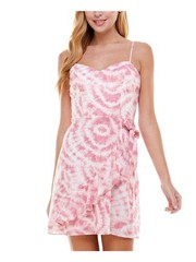 CITY STUDIO Womens Spaghetti Strap Short Evening Faux Wrap Dress