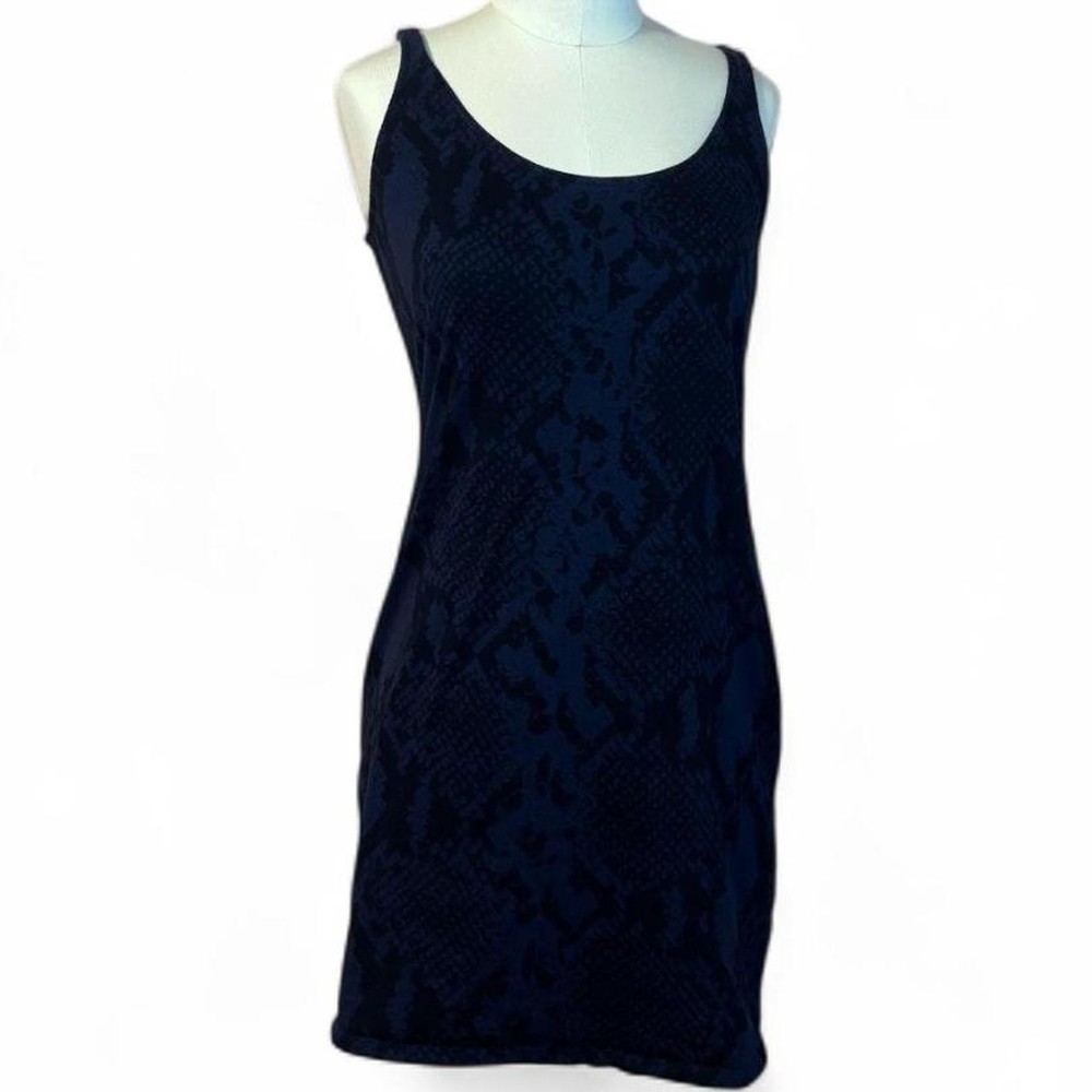 express black/blue snake print bodycon mini dress
