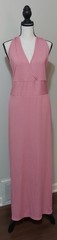Pink Un-Lined Ribbed Open Back Halter Tie Neck Maxi Dress 4X Unbranded