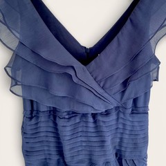 Leona Edmiston Blue Chiffon Cocktail Dress Size 10 Wedding Guest Formal