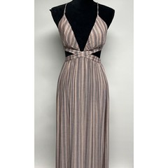 Boho Lace Up Criss Cross Front Open Back Maxi Dress Large Hippie Fairy Flowy