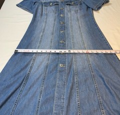 H&M &Denim Feather Soft Flared Maxi Shirt Dress Blue Cotton Lyocell Womens Small