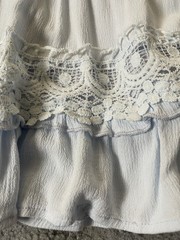 Saints + Secrets Ruffled Mini Dress Sz S Blue Plunging Neck Lace Trim City Sexy