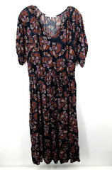 COLLECTIVE CONCEPTS Maxi Dress Women Large Black Floral Peasant Bohemian Prairie