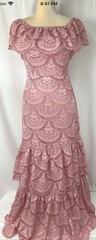 Gianni Bini Dress Maxi Small Gown Mermaid Off Shoulder Lace Tiered Boho Pink New