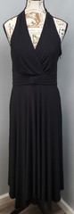 Evan-Picone Halter Dress Womens 6 Black Stretch Ruched Waist Sleeveless Side Zip
