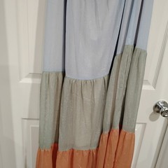 Entro NWT One Shoulder Maxi Dress Large Pastel Color Block Sparkle Lined