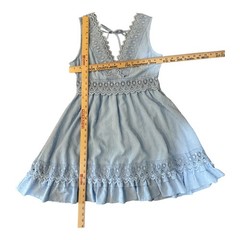 Shein Size M Blue Skirt-Lined Back-Tie Lace-Trimmed Mini Party or Sun Dress